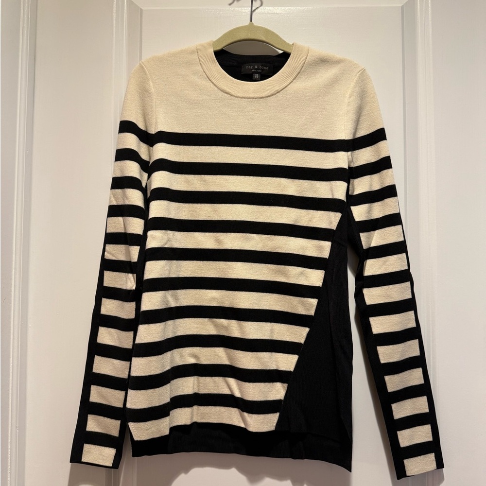 Rag and Bone Black and Cream Striped Sweater